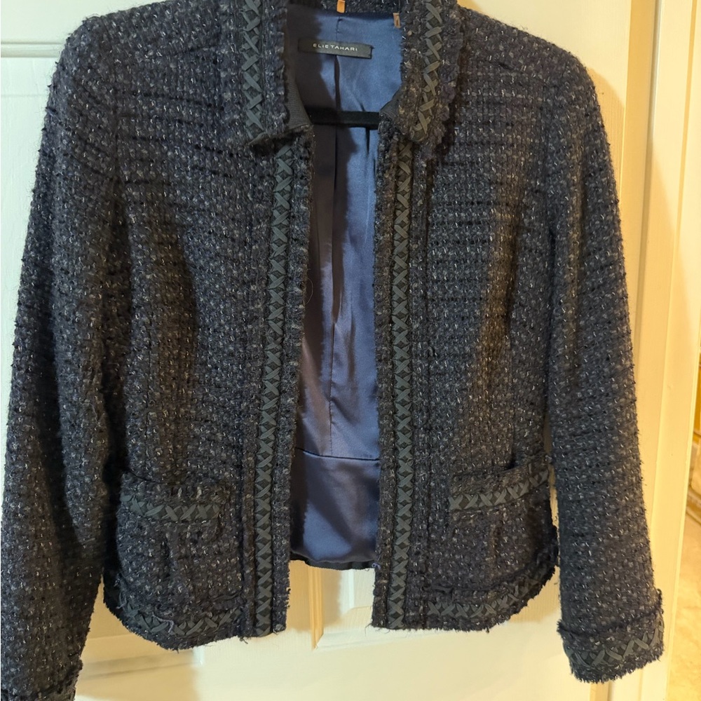 Elie Tahari Black Textured Blazer